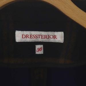 DRESSTERIOR 22AW チェックリバーコート アウター ダブル ロング 36 ネイビー ブラウン