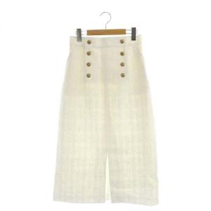 21SS スラブツィードAラインスカート ロング スリット 38 白 ホワイト