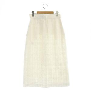 ANAYI 21SS スラブツィードAラインスカート ロング スリット 38 白 ホワイト