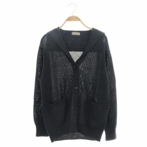 22SS LINEN COTTON SILK カーディガン ニット セーラーカラー リネン 2 ブラック
