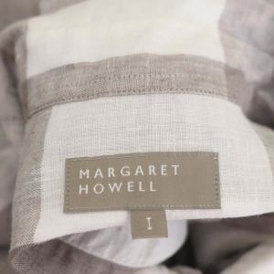MARGARET HOWELL シャツ 半袖 ブロックチェック リネン 1 グレー