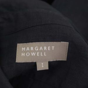 MARGARET HOWELL リネンラウンドカラー半袖プルオーバーシャツ 1 紺 ネイビー