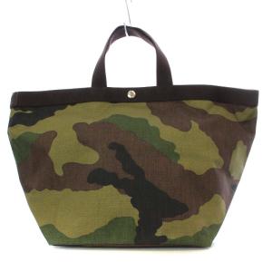 725Wカモフラージュ×モカ コーデュラ舟型トートL 迷彩 ハンドバッグ カーキ