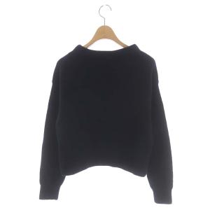 ANAYI 21AW ウールカシミヤリボンビジュープルオーバーニット セーター 長袖 クロップド 38 濃紺 ダークネイビー