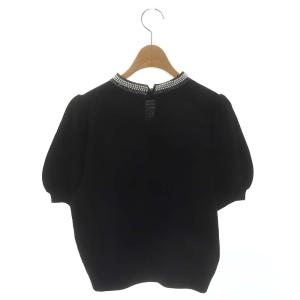 ANAYI 22AW パールブレードプルオーバー ニット セーター 五分袖 ウール 36 黒 ブラック