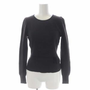 ウエストリボンニットトップス セーター ウール 長袖 38 ダークブラウン