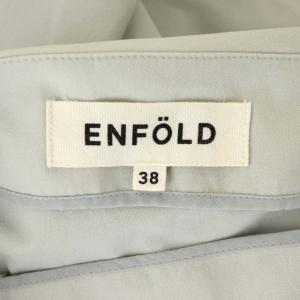 ENFOLD アシンメトリーナイロンストレッチドレープワンピース フレンチスリーブ 半袖 ひざ丈 38 グレー