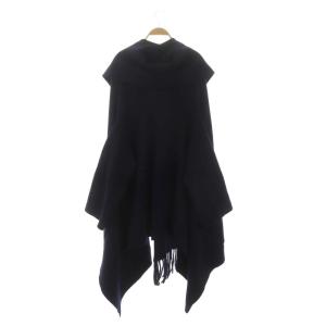 STUNNING LURE ケープコート ウール フリンジマフラー F 紺 ネイビー