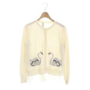 スワンチュールカーディガン ニット  ビジュー パール F アイボリー