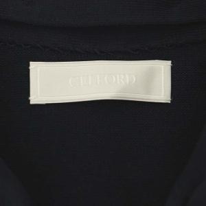 CELFORD 23SS 布帛ドッキングボウタイニットワンピース ロング ミモレ 長袖 36 紺 ネイビー