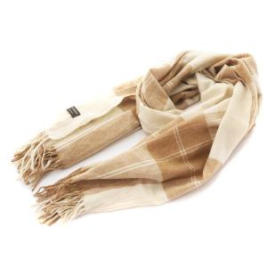 21AW カシミヤ ストール マフラー 大判 フリンジ  ベージュチェック AA3DIA0402