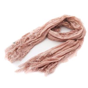 ストール レース プリーツ 薄手 ピンク