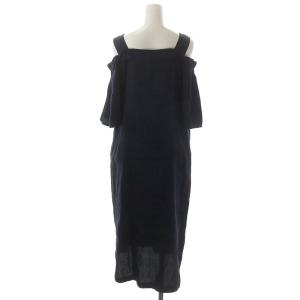 ADORE リネンオフショルワンピース 五分袖 ロング 38 紺 ネイビー