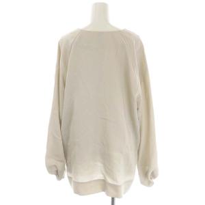 ebure セットアップ 上下 バルーンスリーブブラウス 長袖 Vネック ワイドパンツ ストレート ベルト付き 38 36 ベージュ