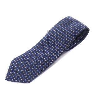 ネクタイ レギュラータイ ガンチーニ柄 シルク ロゴ ネイビー