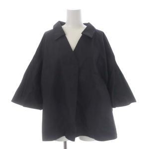 23SS パウダータッチタフタブラウス シャツ プルオーバー 七分袖 ワイドスリーブ 黒 ブラック