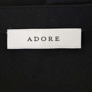 ADORE プリペラドビーベルト付きワンピース ロング マキシ 五分袖 リネン混 38 黒 ブラック