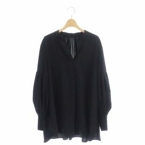 21AW PEミドルジョーゼット ブラウス 長袖 38 黒 ブラック