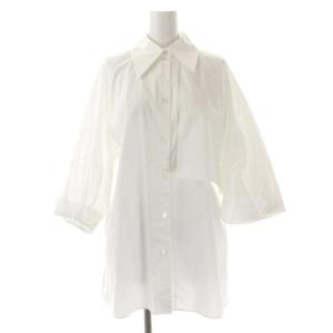 22SS ストレッチタイプライターパフスリーブシャツ 七分袖 38 白 ホワイト
