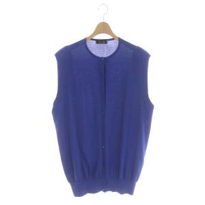16Gコットン天竺ノースリーブカーディガン ニット ロイヤルブルー