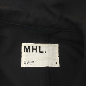 MHL. ウール シャツワンピース ロング ミモレ丈 長袖 ベルト付き 2 黒 ブラック