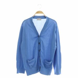 ジョンスメドレー コットン ニット カーディガン 長袖 2 青 ブルー