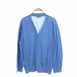 MARGARET HOWELL ジョンスメドレー コットン ニット カーディガン 長袖 2 青 ブルー