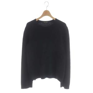 カシミヤファークルーネックニット セーター 長袖 2 黒 ブラック