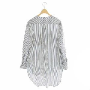 DRESSTERIOR カラーストライプシャツ ノーカラー 長袖 38 白 青 黄