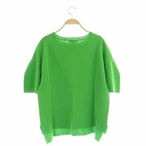 Drawer ドレープスリーブ ニット セーター 半袖 クルーネック プルオーバー 2 緑 グリーン