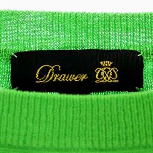 Drawer ドレープスリーブ ニット セーター 半袖 クルーネック プルオーバー 2 緑 グリーン