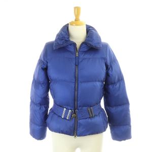 ダウンジャケット アウター ジップアップ ナイロン ベルト付き S 青 ブルー