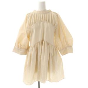 21AW バックリボンチュニック ブラウス 七分袖 F ベージュ