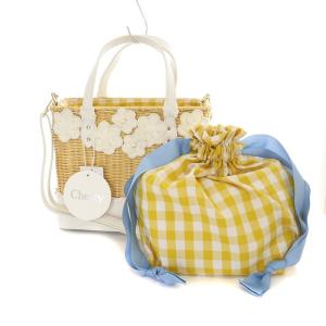 2way かごバッグ ハンドバッグ ショルダーバッグ 巾着付 ベージュ F 黄 イエロー