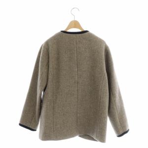 IENA MANTECO ラメツィードジャケット ノーカラー 38 グレージュ