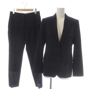 スーツ セットアップ 上下 ウィンドウペン サマーウール ジャケット テーラード パンツ テーパード 38 紺 赤 ネイビー