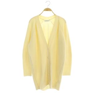 ウールポリエステル Vネックカーディガン ニット 長袖 厚手 S アイボリー