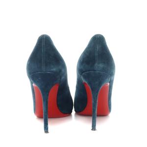 Christian Louboutin ポインテッドトゥパンプス ハイヒール ピンヒール スタッズ スエード 36.5 23.5cm 青 ブルー