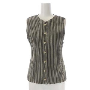 バイカラープリーツベスト M 茶 ベージュ ブラウン