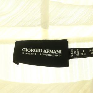 GIORGIO ARMANI シアープリーツハイネックプルオーバー ニット カットソー 長袖 I42 アイボリー