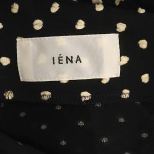 IENA ドット柄ワンピース ロング 長袖 38 黒 ベージュ ブラック