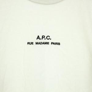 A.P.C. ロンT カットソー Tシャツ クルーネック 長袖 ロゴ刺繍 XS 白 ホワイト 黒 ブラック