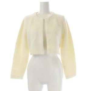 22AW ショートファーカーディガン ニット 長袖 クロップド モヘヤ混 F オフホワイト