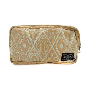 吉田カバン ミナペルホネン ポーチ 刺繍 ナイロン ベージュ