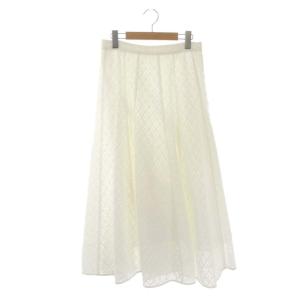 タイルレースフレアスカート ロング 刺繍 38 白 ホワイト