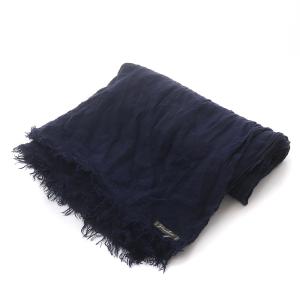 Faliero Sarti ストール 薄手 カシミヤ混 モーダル フリンジ ネイビー