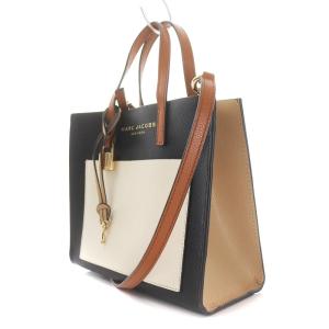 MARC JACOBS THE MINI GRIND BAG ハンドバッグ ショルダーバッグ 2WAY レザー 切替 南京錠 鍵 チャーム 黒 ブラック