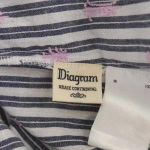 Diagram GRACE CONTINENTAL ジャガードチュニックブラウス ストライプ 刺繍 長袖 36 白 紺 ピンク