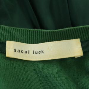 sacai luck チュール 異素材ドッキング カーディガン ニット 長袖 コットン 1 緑 グリーン