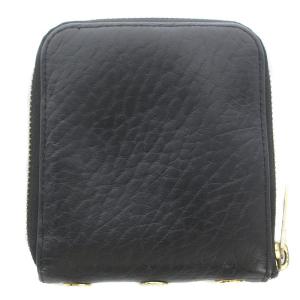 BALMAIN 二つ折り財布 ラウンドファスナー レザー スタッズ 黒 ブラック